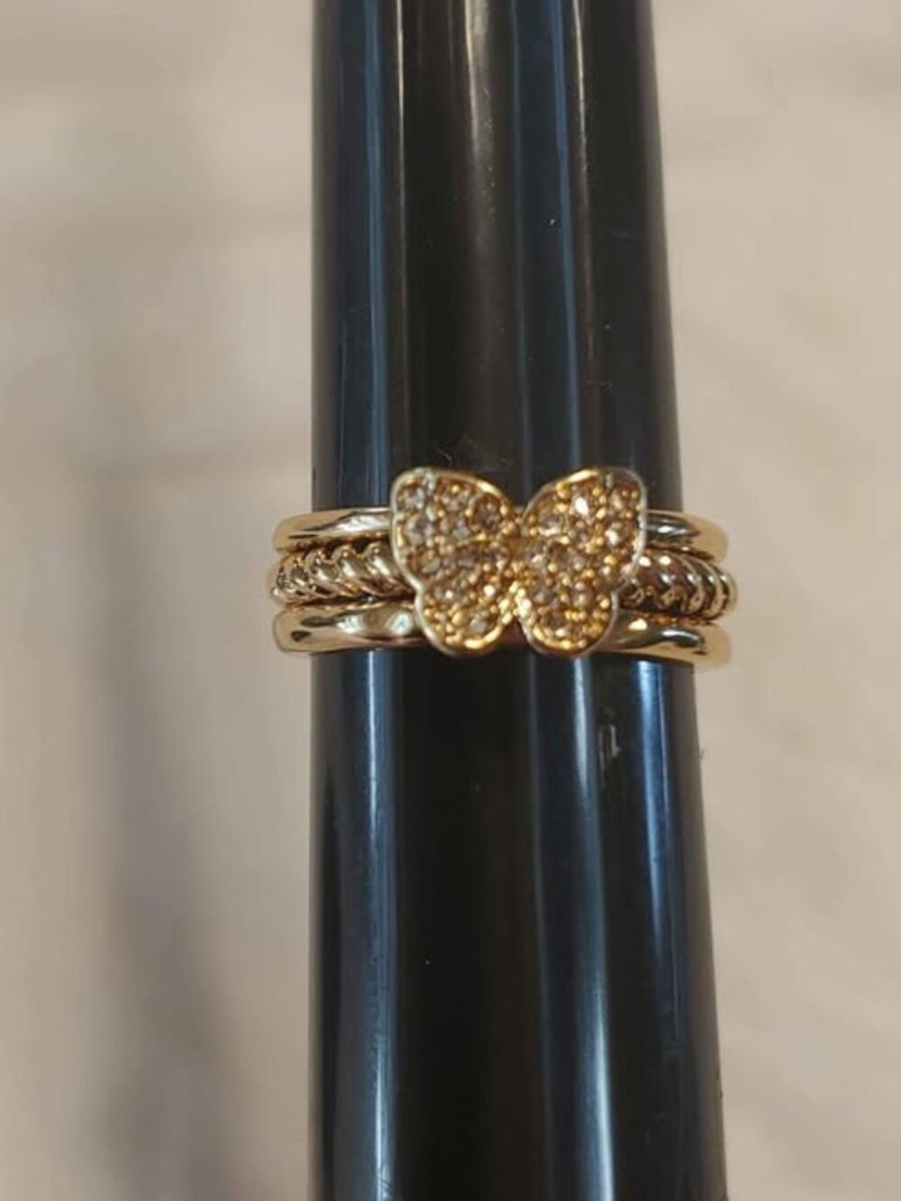 Avon Symbolic Butterfly 3pc Ring Set Size 8